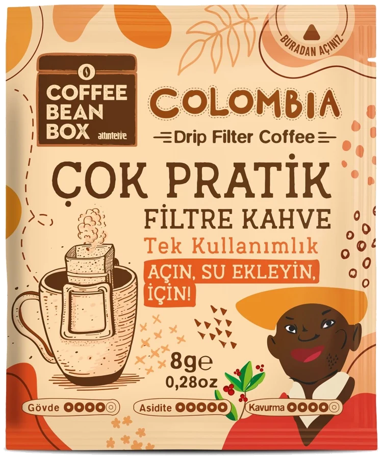 CoffeeBeanBox Colombia Pratik Filtre Kahve